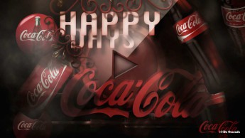 Galería de publicidad, 3d coca cola logo con las fotos de las botellas de coca cola