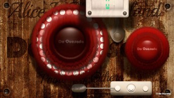 Galería de diseño gráfico, botones rojos redondos en el fondo oxidado