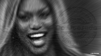 Galería de ilustración, riendo mujer joven con el pelo rubio