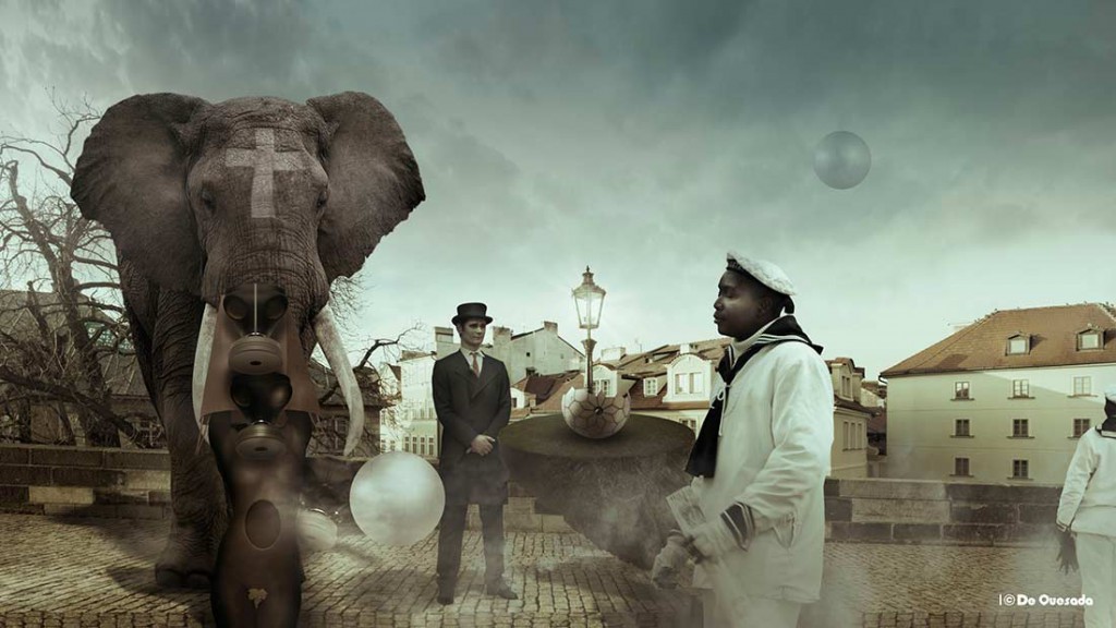Galería de fotografía, conserje marinero y el elefante en la calle